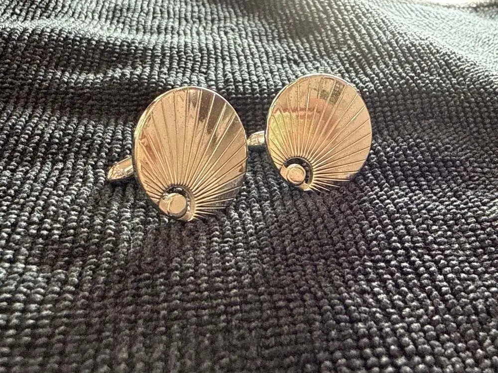 Vintage Swank Silver-Tone Sunburst Round Cufflinks